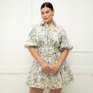 Eloquii Puff Sleeve Mini Shirt Dress Plus Size 20 Floral Cottagecore Romantic